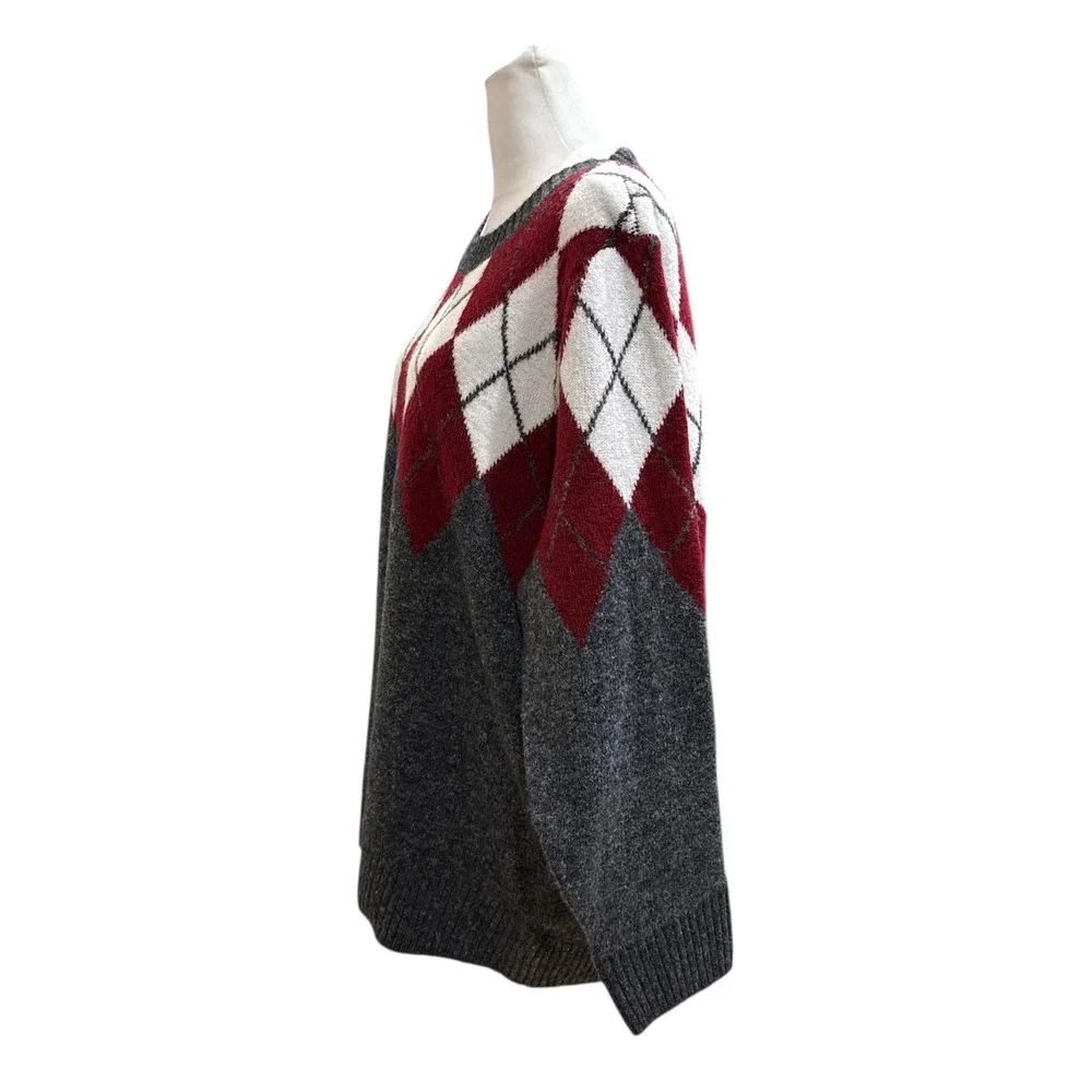 Torrid Argyle ‎ Vegan Cashmere Long Sleeve Crew Neck Sweater Size 1